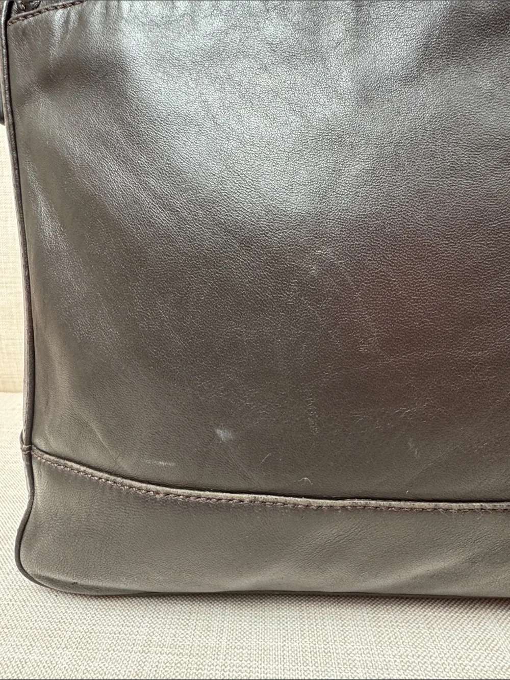 Cole Haan Dark Brown Leather Messenger Bag with Adjustable Strap